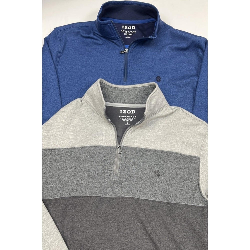 Lot‎ Of 2 IZOD Advantage Performance Stretch 1/4 Zip Pullover Men's Large